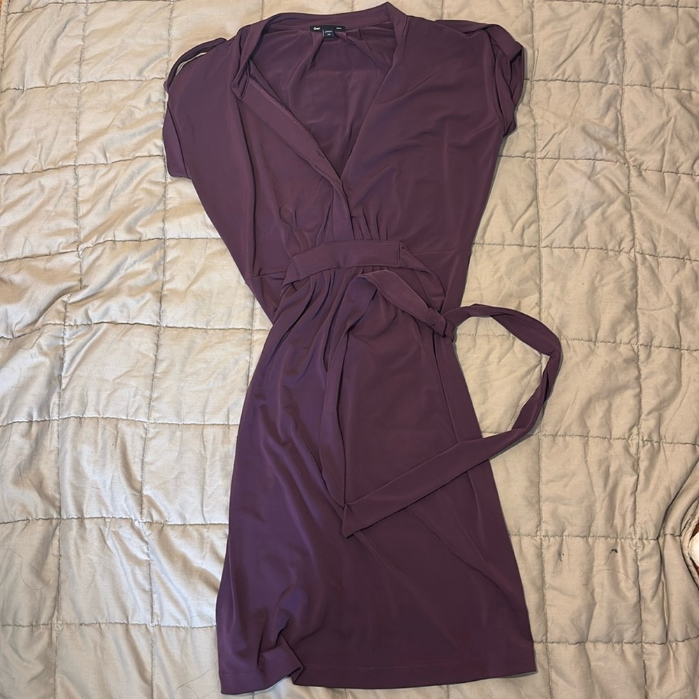 GAP sleeveless purple midi dress with waist tie -- perfect for the office!
